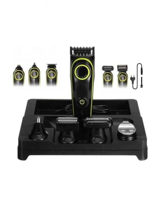 ® 5 Başlıklı Şarjlı Tıraş Makinesi Led Ekran Saç Sakal Ense Tıraşına Uygun Bakım Seti