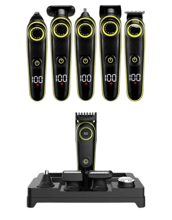 ® 5 Başlıklı Şarjlı Tıraş Makinesi Led Ekran Saç Sakal Ense Tıraşına Uygun Bakım Seti
