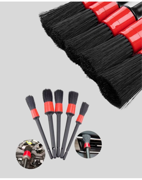 ® 5 Boy Fırçalı Araba Temizlik Seti-Derin Temizlik Sağlayan Yumuşak Fırçalar