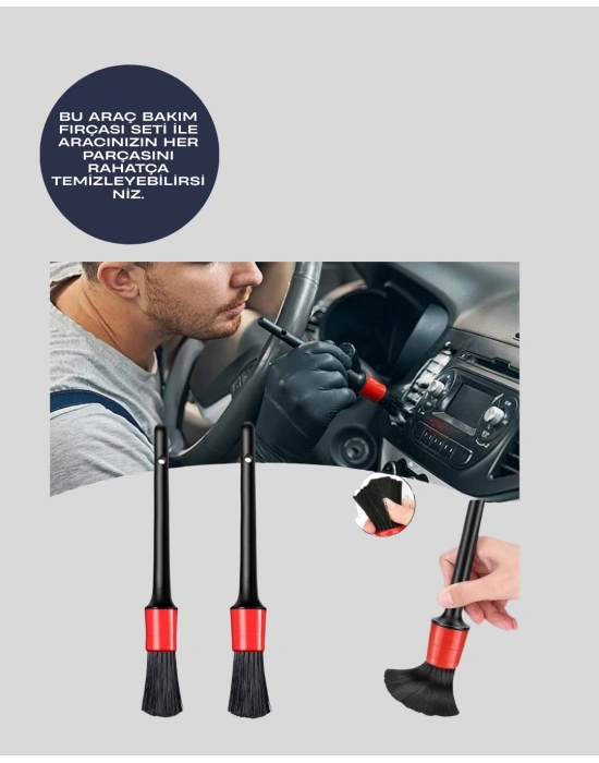 ® 5li Araba Temizlik Fırçaları-Farklı Boyutlu Fırçalarla Derinlemesine Temizlik