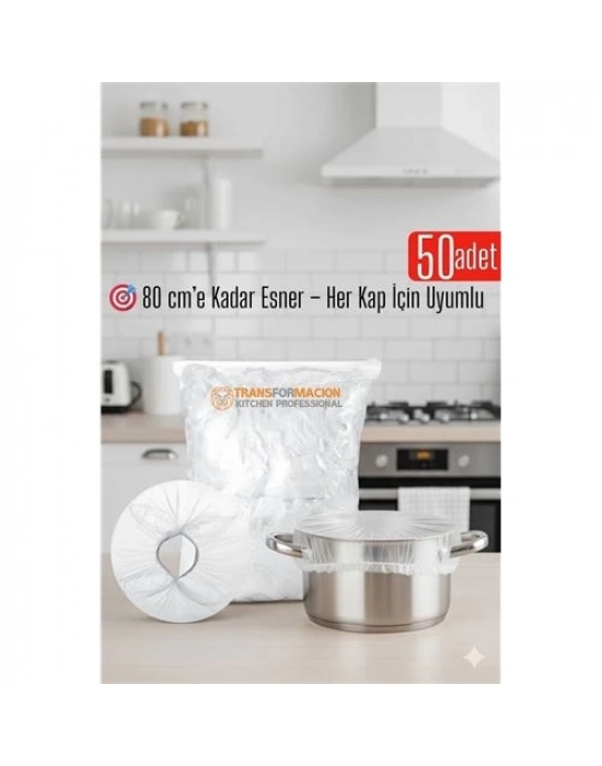 ® 50li Tencere Bonesi - 80 cm Esnek Streç Kapak Seti, Gıda Koruma İçin