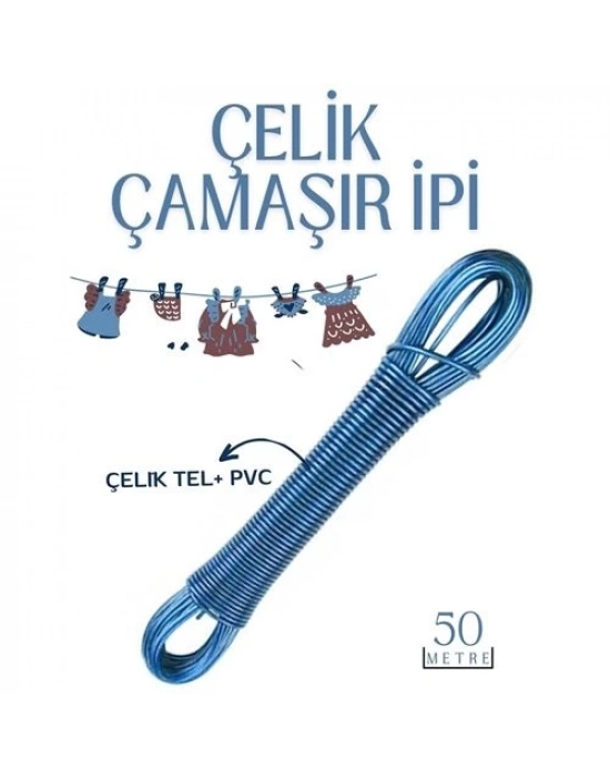 50 mt Çelik Çamaşır İpi Pvc Kaplı Dayanıklı Çamaşır İpi  Balkon Çamaşır İpi 718621