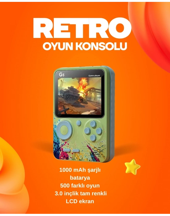 ® 500 Oyun Hafızalı G5 Game Box – Renkli LCD Ekranlı