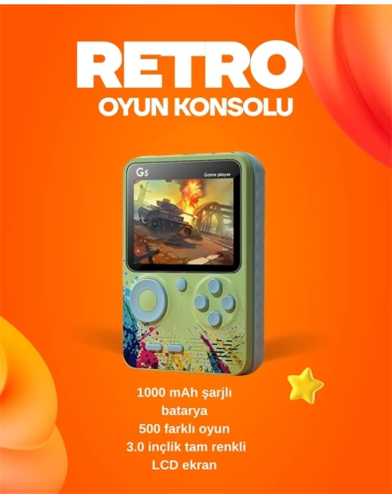 ® 500 Oyun Hafızalı G5 Game Box – Renkli LCD Ekranlı