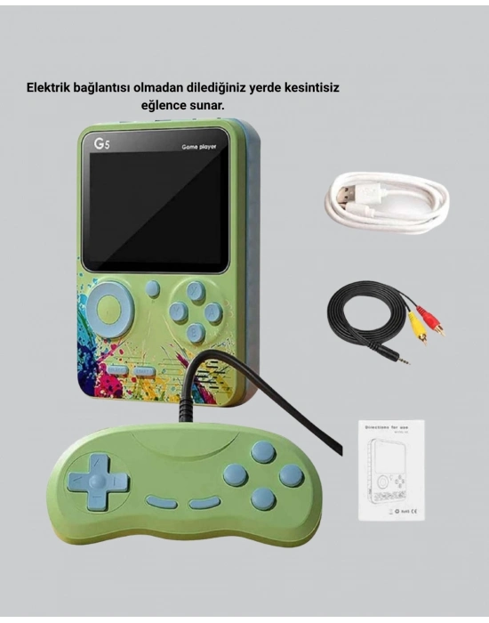 ® 500 Oyunlu G5 Retro Mini Oyun Konsolu 3 İnç Ekran ve AV TV Desteği
