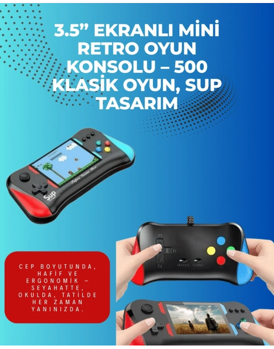 ® 500 Retro Oyunlu Taşınabilir El Konsolu – X7M Modeli