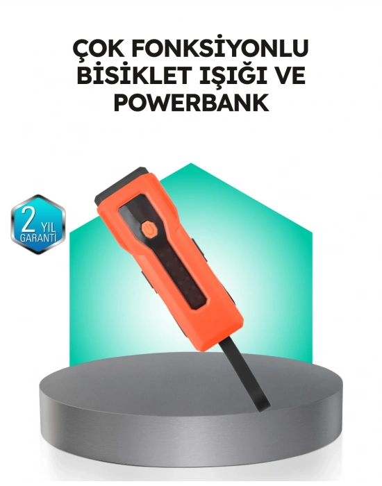 ® 5000 mAh Bataryalı Bisiklet Farı COB Çakar Çok Fonksiyonlu