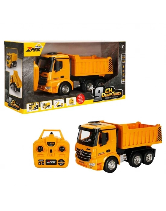 ® 5083   İŞ MAKİNESİ 1 18 DAMPERLİ KAMYON FF IŞIKLI 9CH 3 7V USB 2 4GHZ