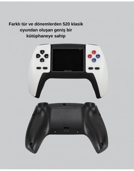 ® 520 Klasik Oyunlu P5™ ControllerView Retro Konsol – Şarjlı, AV Giriş Destekli, Ergonomik Tasarım