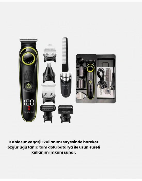 ® 5’i 1 Arada Şarjlı Erkek Bakım Seti LED Göstergeli ve Suya Dayanıklı