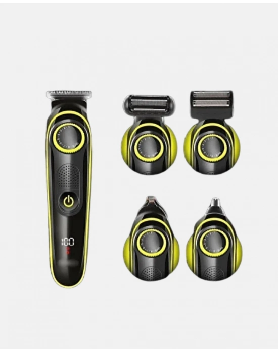 ® 5’i 1 Arada Şarjlı Erkek Bakım Seti LED Göstergeli ve Suya Dayanıklı