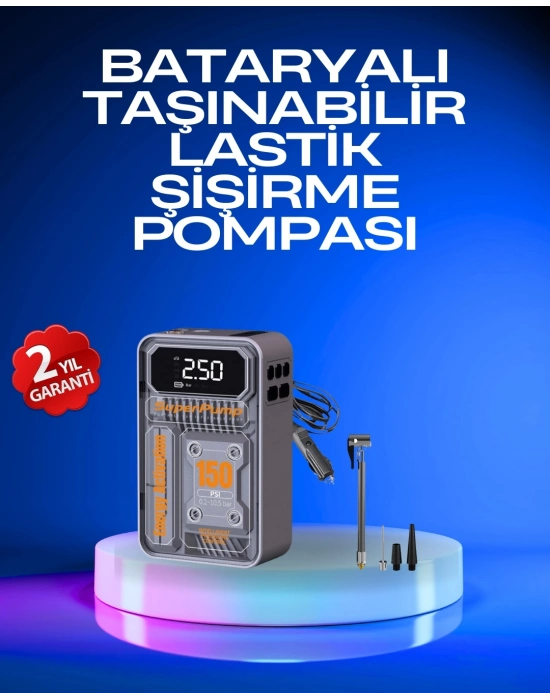 ® 6000mAh Bataryalı LED Ekranlı Akıllı Hava Kompresörü