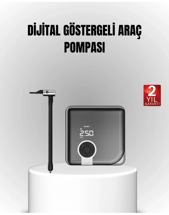 ® 6000mAh Bataryalı Type-C Şarjlı Mini Hava Kompresörü LED Işıklı