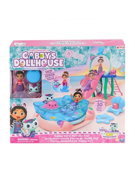 ® 6067878 Gabbys Dollhouse Gabby ve Mercat Purr-ific Havuz Oyun Seti
