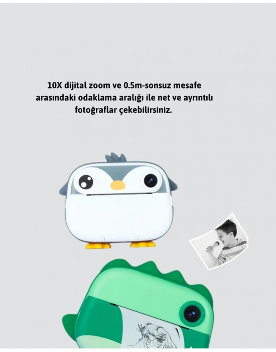 ® 64GB TF Kart Destekli Çoklu Dil Seçeneği Sunan Anında Baskı Kamera