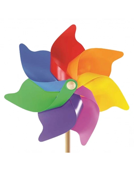 ® 7 Kanat 35 cm Gök Kuşağı Rüzgar Gülü