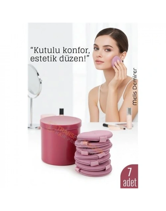 ® 7’li Makyaj Pamuğu Seti – Yumuşak Dokulu, Kaplı Saklama Kutulu, Pudra ve Fondöten İçin