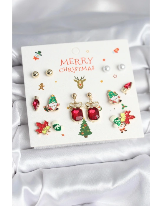 ® 8 Çift Yılbaşı Temalı Kadın Küpe