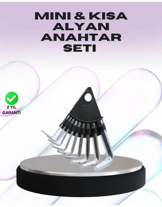 ® 9 Parça Alyan Anahtar Seti Farklı Metrik Ölçü Pratik Taşıma