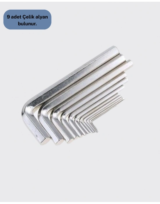 ® 9 Parça Alyan Anahtar Seti Farklı Metrik Ölçü Pratik Taşıma