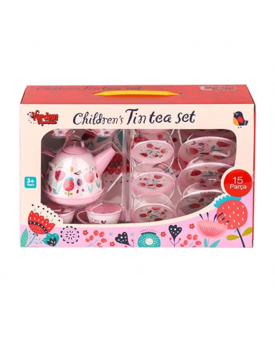 ® 998A-998B Çiçek Desenli Metal Çay Seti 15 Parça -Vardem Oyuncak