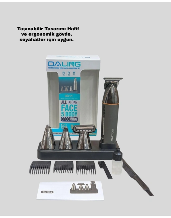 ® 9’u 1 Arada Bakım Seti Güçlü Motorlu Saç Sakal Burun Kulak Trimmer