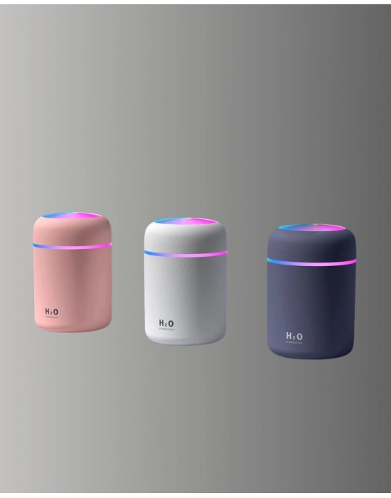 ® ABS Gövdeli 300ml USB Nemlendirici – Beyaz, Gri, Pembe Renk