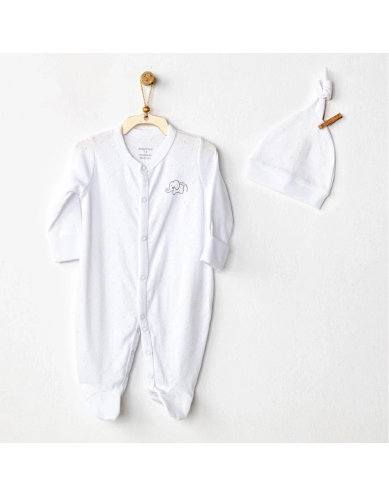 ®   AC24708 Jacquard Bebek Tulum Takım White