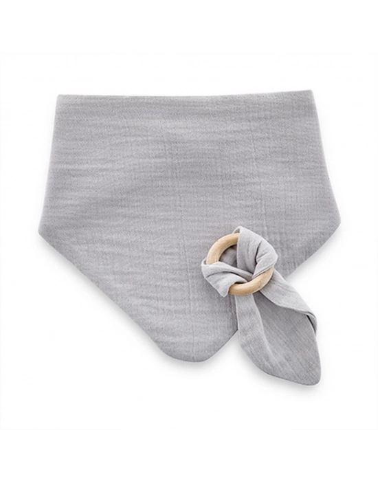 ®  Ahşap Diş Kaşıyıcılı Bürümcük Müslin Önlük 736 Gri