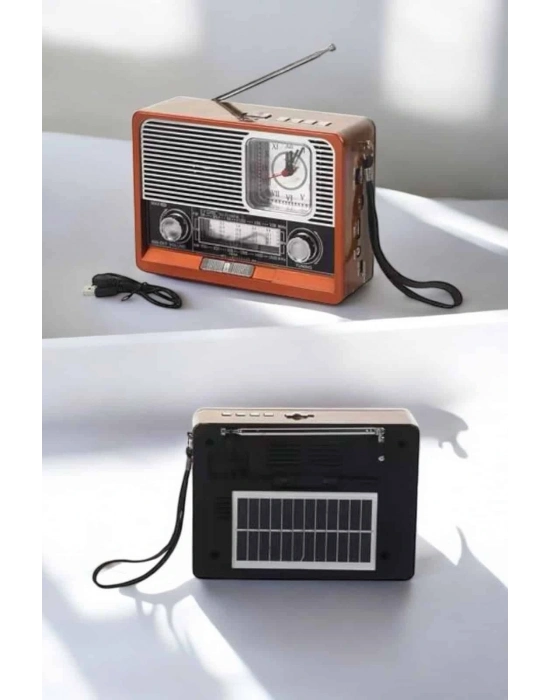 ® Ahşap Görünümlü Retro Bluetooth Radyo USB,AUX Ve SD Kart Girişli
