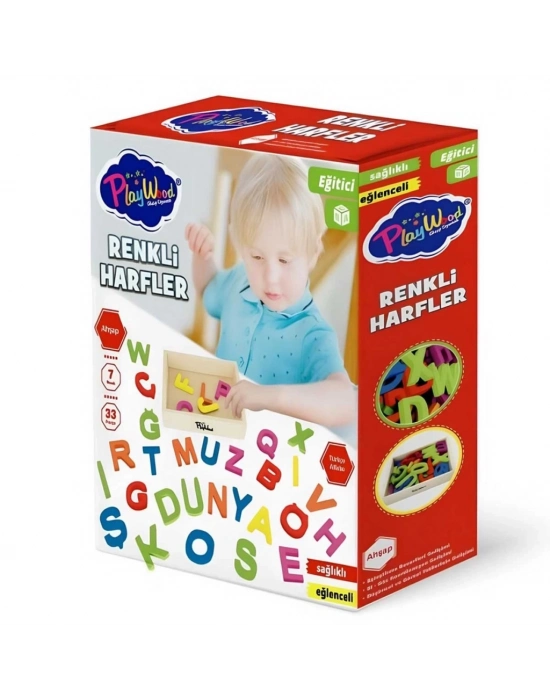 ® Ahşap Kasalı Renkli Harfler 33 Parça
