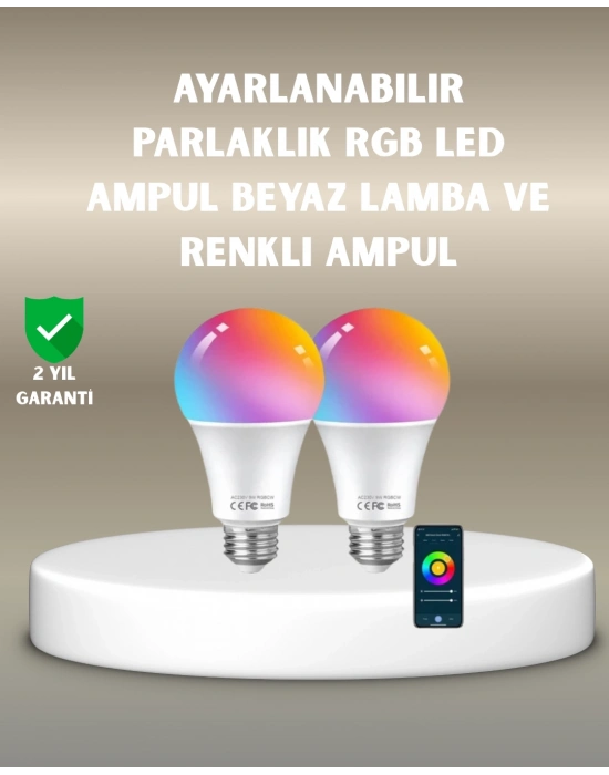 ® Akıllı 9W RGBW LED Ampul, tasaruflu romantik ışıklı