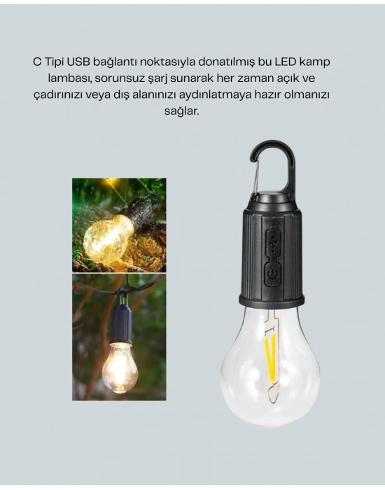 ® Akıllı Sensörlü USB Şarjlı Kamp Lambası