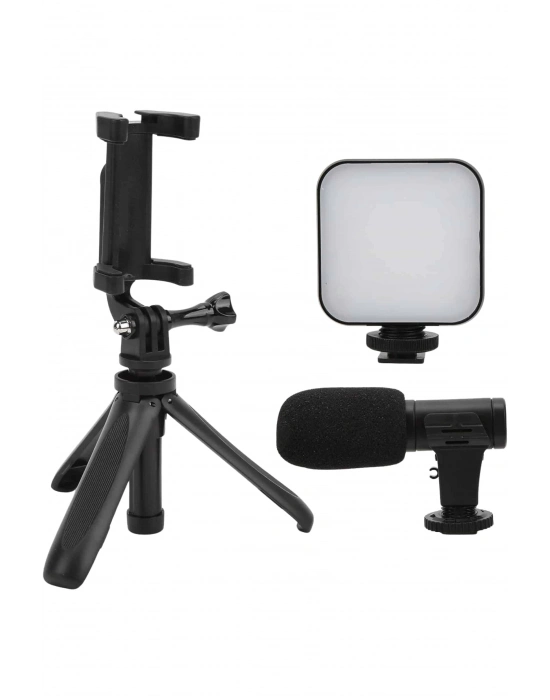 ® Akıllı Telefon Vlog Kiti Tripod Mini Mikrofonlu Telefon Tutucu