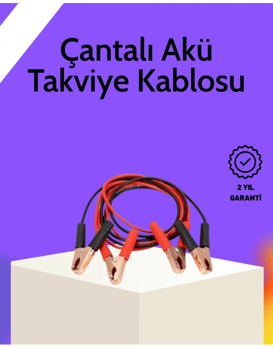 ® Akü Takviye Kablosu 1200A İzoleli Büyük Maşalı 2m Dayanıklı