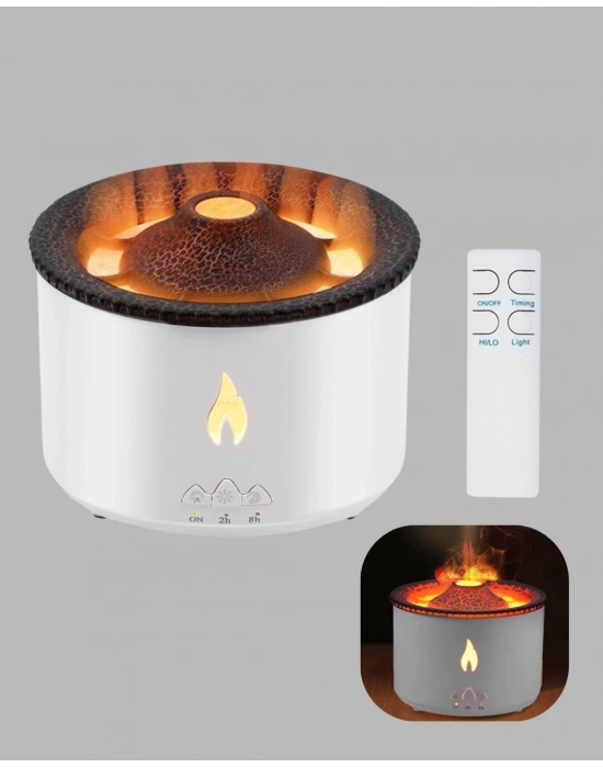 ® Alev Efektli Aromaterapi Difüzörü – 360 ml Su Hazneli, Sessiz ve Zaman Ayarlı