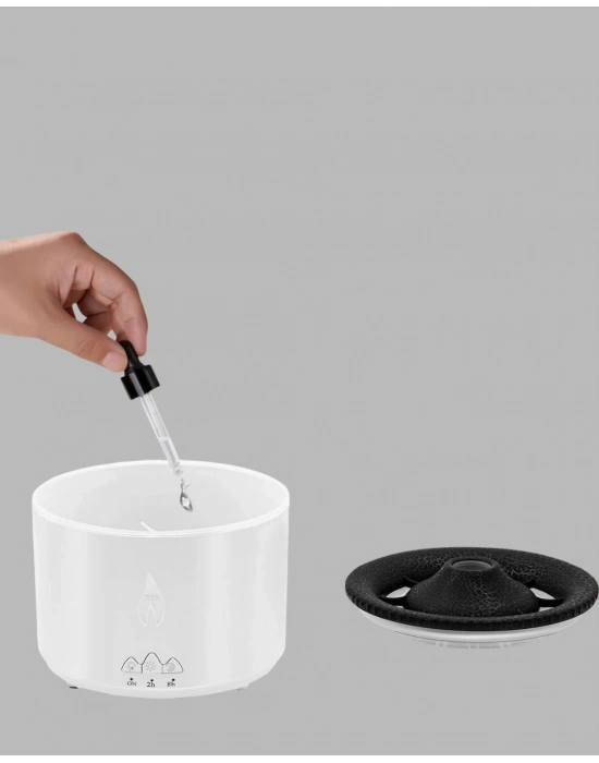 ® Alev Efektli Buhar Makinesi – Aromaterapi, Nemlendirme ve Işık Modlu Tasarım