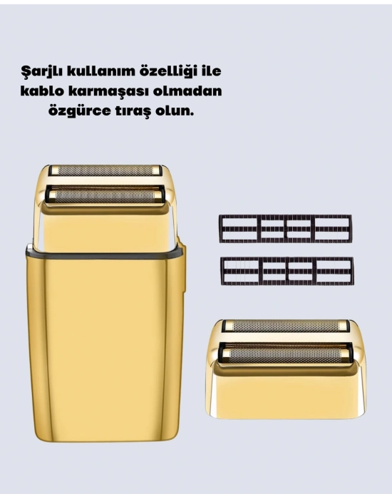 ® Altın Kaplama Kablolu Erkek Tıraş Makinesi Favori Aparatlı