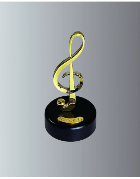 ® Altın Nota Sol Anahtarı Müzik Box Döner Mekanizmalı Hediyelik