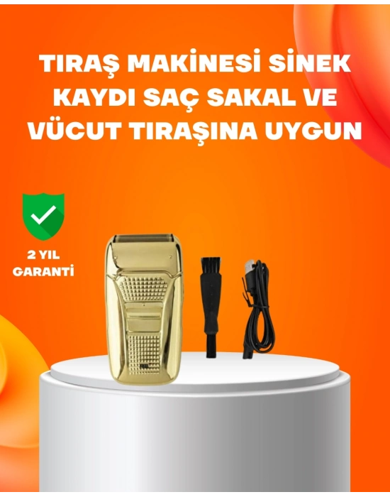 ® Altın Renk Kablolu Sakal Tıraş Makinesi Çelik Bıçaklı 3W Motor