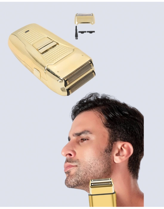 ® Altın Renk Kablolu Sakal Tıraş Makinesi Çelik Bıçaklı 3W Motor