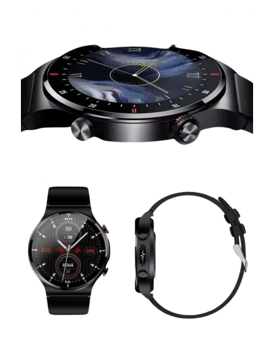 ® Amoled Ekran Metal Deri Silikon Kordonlu Uyku ve Sağlık Takibi