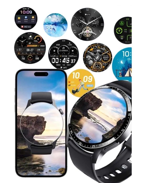 ® Amoled Ekran Metal Deri Silikon Kordonlu Uyku ve Sağlık Takibi