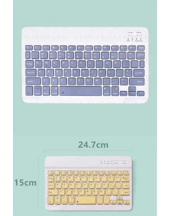 ® Android ve İOS Uyumlu Bluetooth Kablosuz Türkçe Q Klavye Renkli