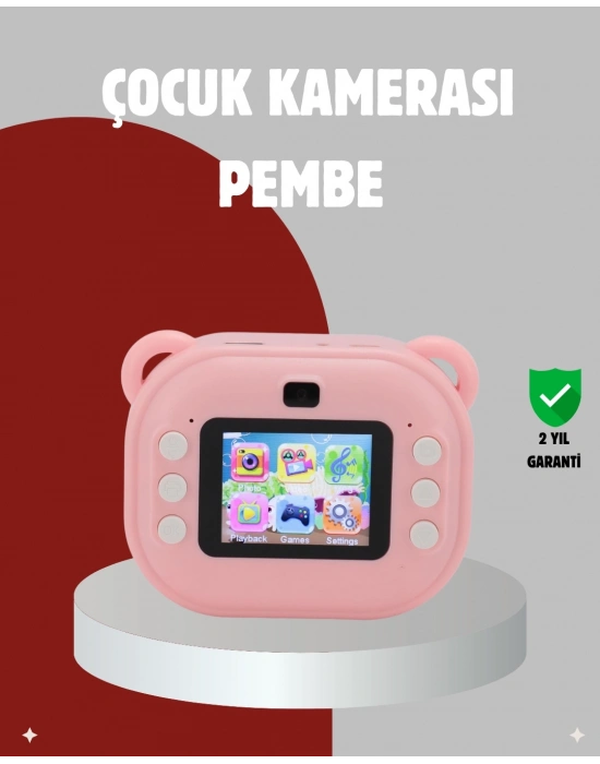 ® Anında Baskı Özellikli Çocuk Kamerası – 24MP HD Çift Lens, 32GB Hafıza ve Oyun Modu