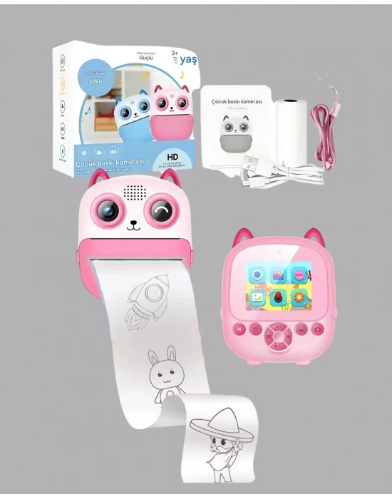 ® Anında Baskı Yapabilen Çocuk Fotoğraf Makinesi Hafıza Kart Destekli