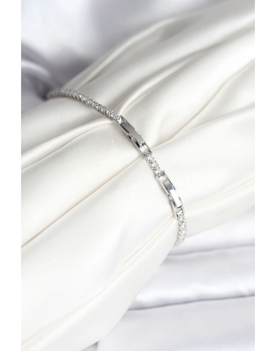 ® Anka Kuşu Model Zirkon Taşlı Gümüş Renk Pirinç Su Yolu Kadın Bileklik