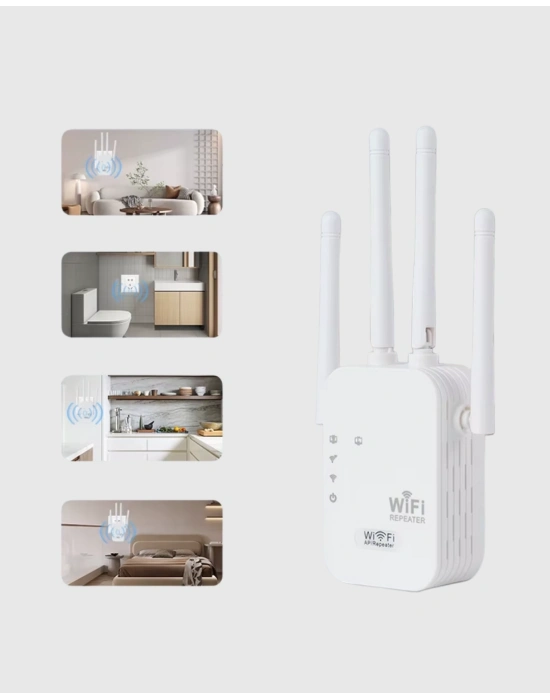® Antenli WiFi Repeater 300m2 Kapsama Alanı WPA3 Güvenlikli