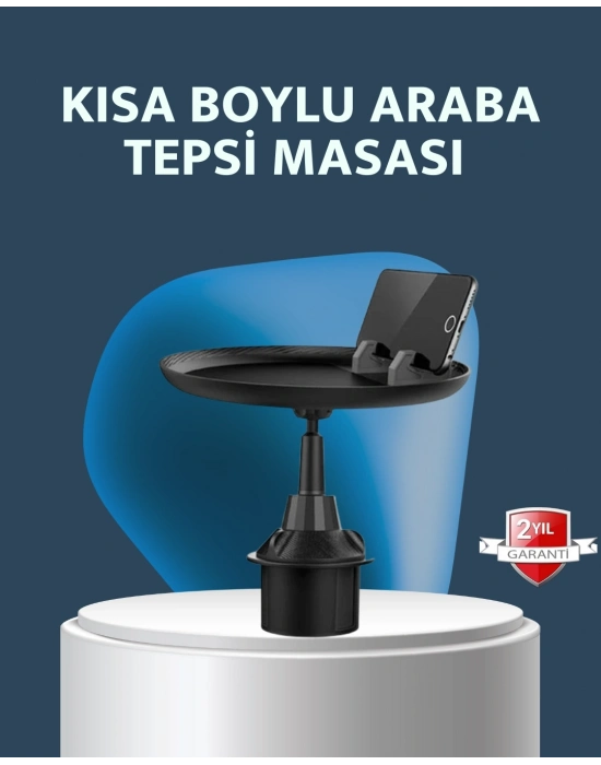 ® Araç İçi 360° Ayarlanabilir Bardaklık Tepsisi Geniş Yüzeyli ve Telefon Standlı