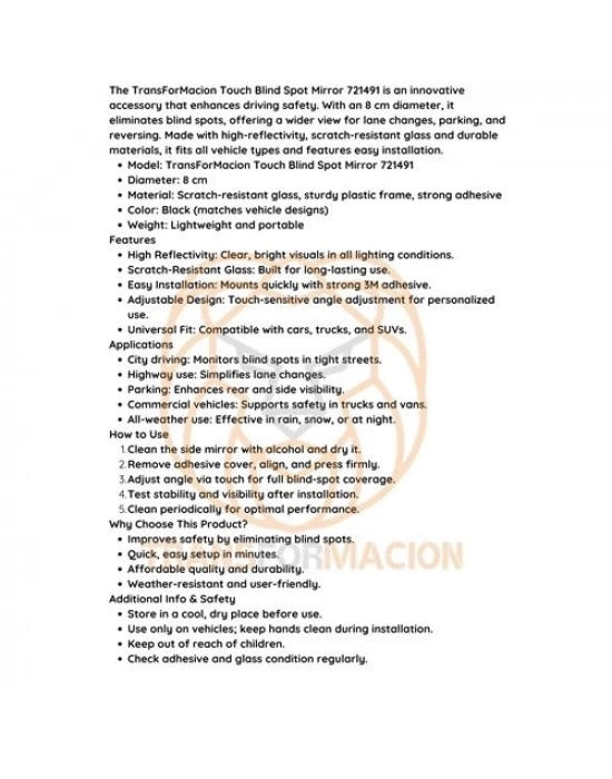 ® Araç Kör Nokta Aynası Dokunmatik